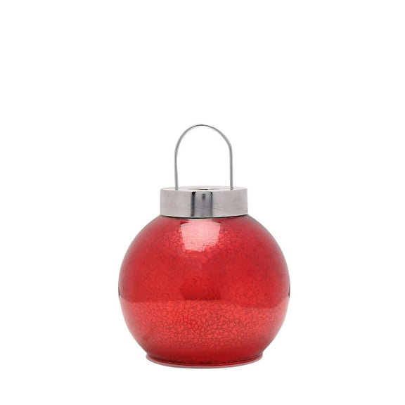 Red Mercury Glass LED Fairy Light Bauble Ornament - 16cm