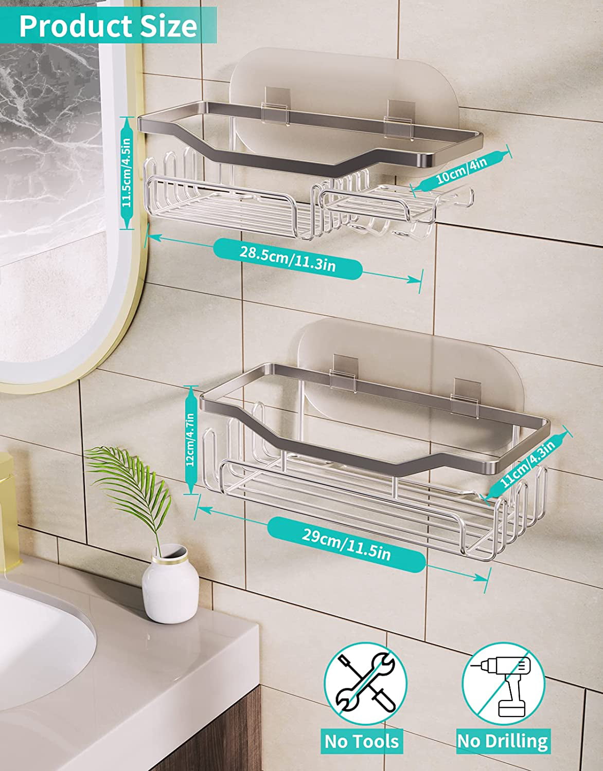  vivinin 15 Pack Shower Caddy Adhesive Replacement, Shower Shelf  Adhesive No Drilling, Adhesive Shower Hooks Strong Adhesive, Adhesive Hooks  for Showe Caddy, Soap Holder, And Kitchen Racks : Home & Kitchen