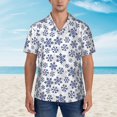 thumbnail image 2 of Yiaed Dark Blue Snowflakes Print Hawaiian Shirt for Men Short Sleeve Button Down Shirts Beach Shirts for Men,X-Large, 2 of 7