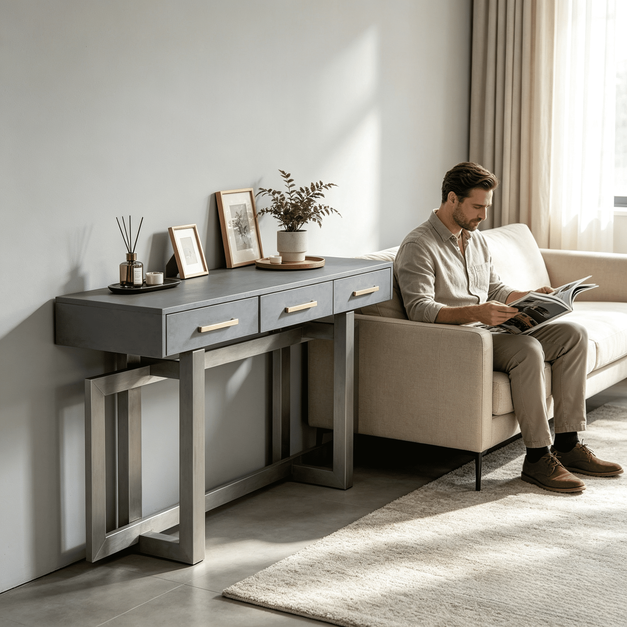 Elegant Console Table with Three Drawers, Extra Long Entryway Table for Entryway, Hallway, Living Room, Foyer, Corridor