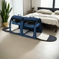 thumbnail image 2 of Demi Bonn 40" Portable Twin Compartment Show House Cat Cage/Condo, Fold Kennel Dog Travel Crate with Carry Bag, 2 Removable Hammocks and Collapsible Litter Box, Blue, 2 of 9