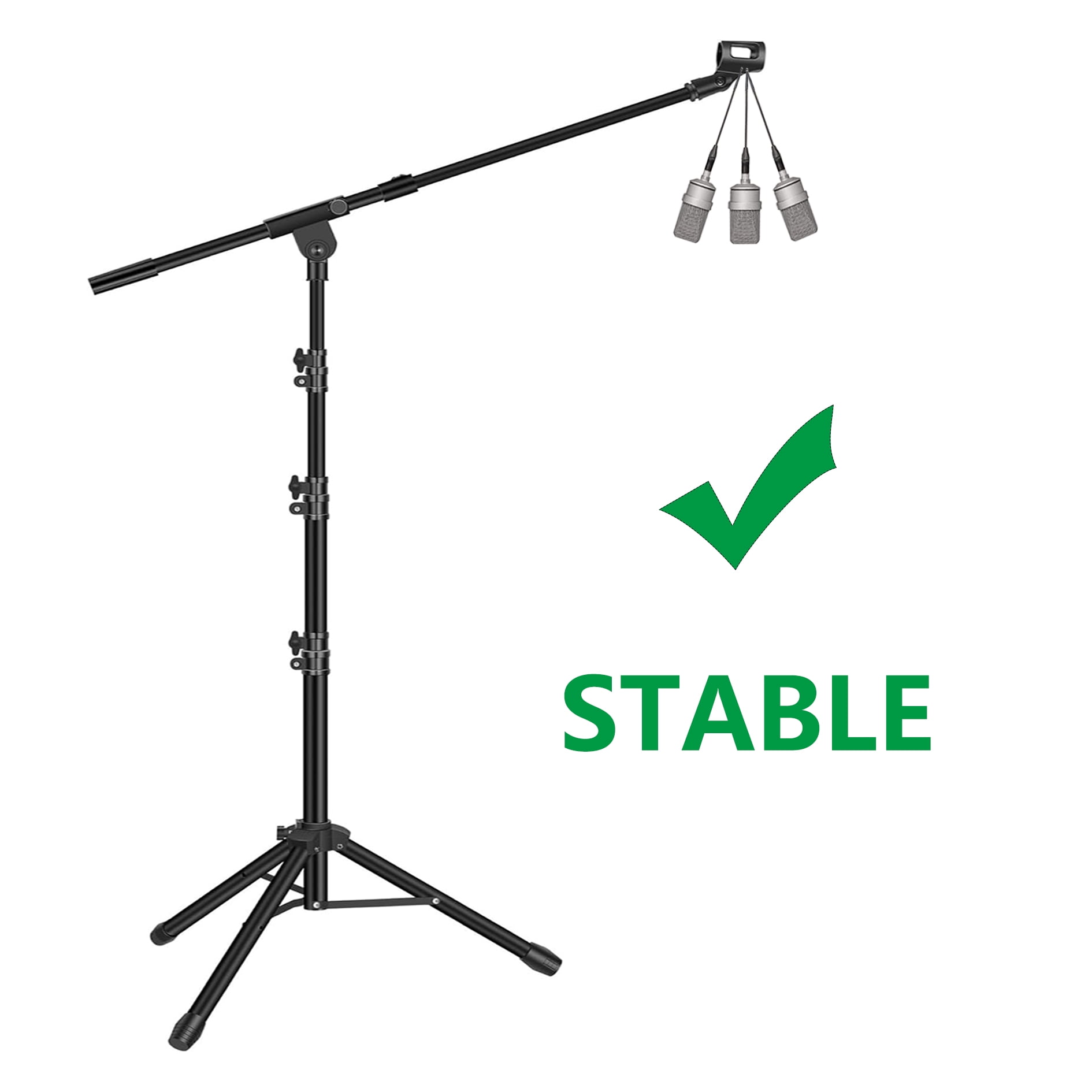 Luopital Microphone Stand Flexible Extendable with Carrying Bag Screw Adapter Mic Mount, Black