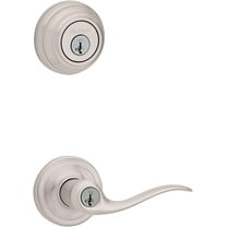 Kwikset 99910-040 991TNL 15 SMT CP K4 Level 991 Tustin Entry Lever and Single Cylinder Deadbolt Combo Pack Featuring SmartKey in Satin Nickel