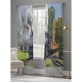 thumbnail image 4 of Steam Train Sheer Curtains 2 Panels Set Hose Green Tree Nature Landscape Countryside Sheer Window Curtains Light Filtering Rod Pocket Voile Drapes for Bedroom Living Room 52"X96", 4 of 8