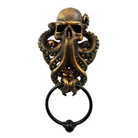 Dolphin Design Door Knocker - Ebros Gift Bermuda Triangle Ocean Monster Octopus Kraken Warrior Decorative Resin Door Knocker Figurine