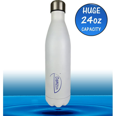 +++FLASH SALE+++ Stainless Steel Water Bottle – Large 24oz Storage – Double Walled Insulation Keeps Drinks Cold & Hot, BPA Free Thermos Bottles, Drink Mixer for Kids & Camping, Leak Proof