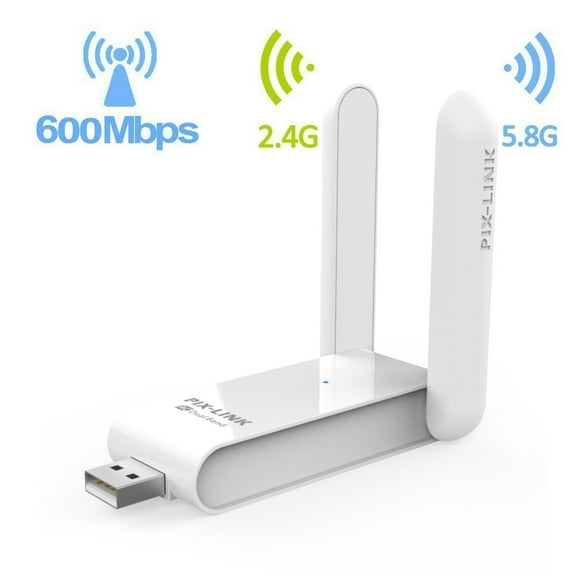 PIX-LINK Adaptadores Wifi Usb Para Pc De Escritorio, Adaptadores De Red InaláMbrica De Doble Frecuencia De 600mbps 2.4g / 5ghz Mini Perro Cifrado Wifi PIX-LINK Adaptadores wifi