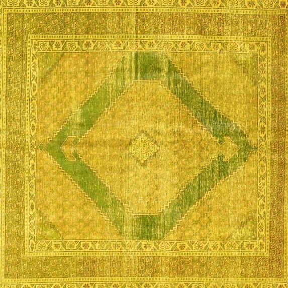 Ahgly Company Indoor Square Persian Yellow Traditional Area Rugs, 5' Square