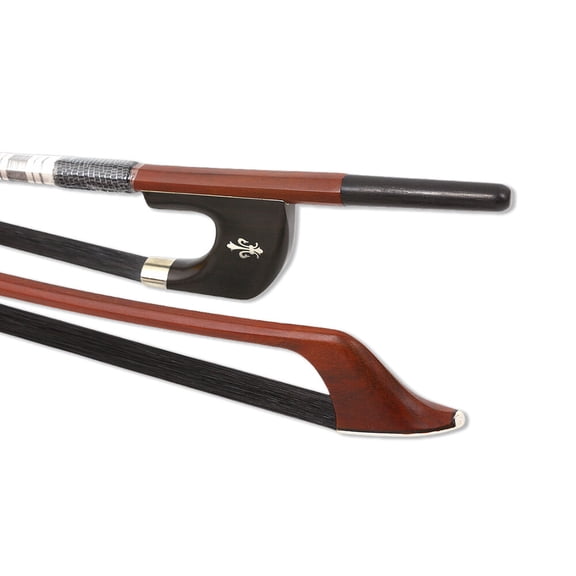 Advance German Double Bass Bow Brazilwood Wood Black Hair Poplar Flower Inlay