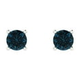 thumbnail image 3 of 0.5 ct Push-Back Stud Earrings for Women | 4.0mm Round Cut Natural London Blue Topaz | 18K White Gold, 3 of 5