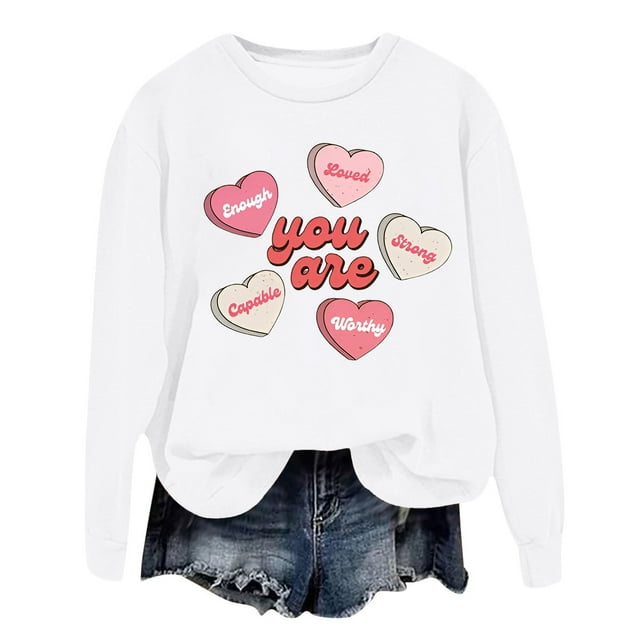 DGHM Sweat-Shirt pour Femmes Ample Surdimensionné Col Rond Pull Imprimé Lettre Sweat-Shirts Décontractés Blanc m