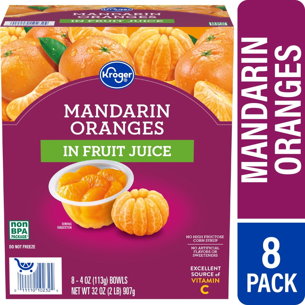 Kroger Mandarin Orange Cups in 100% Juice 8 ct / 4 oz - 5 Pack