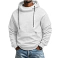 thumbnail image 2 of Stamzod Hoodies for Men Fall Winter Mock Neck Long Sleeve Hooded Sweatshirt Men 2026 Fashion Casual Hoodie Sweatshirts White XXL, 2 of 8