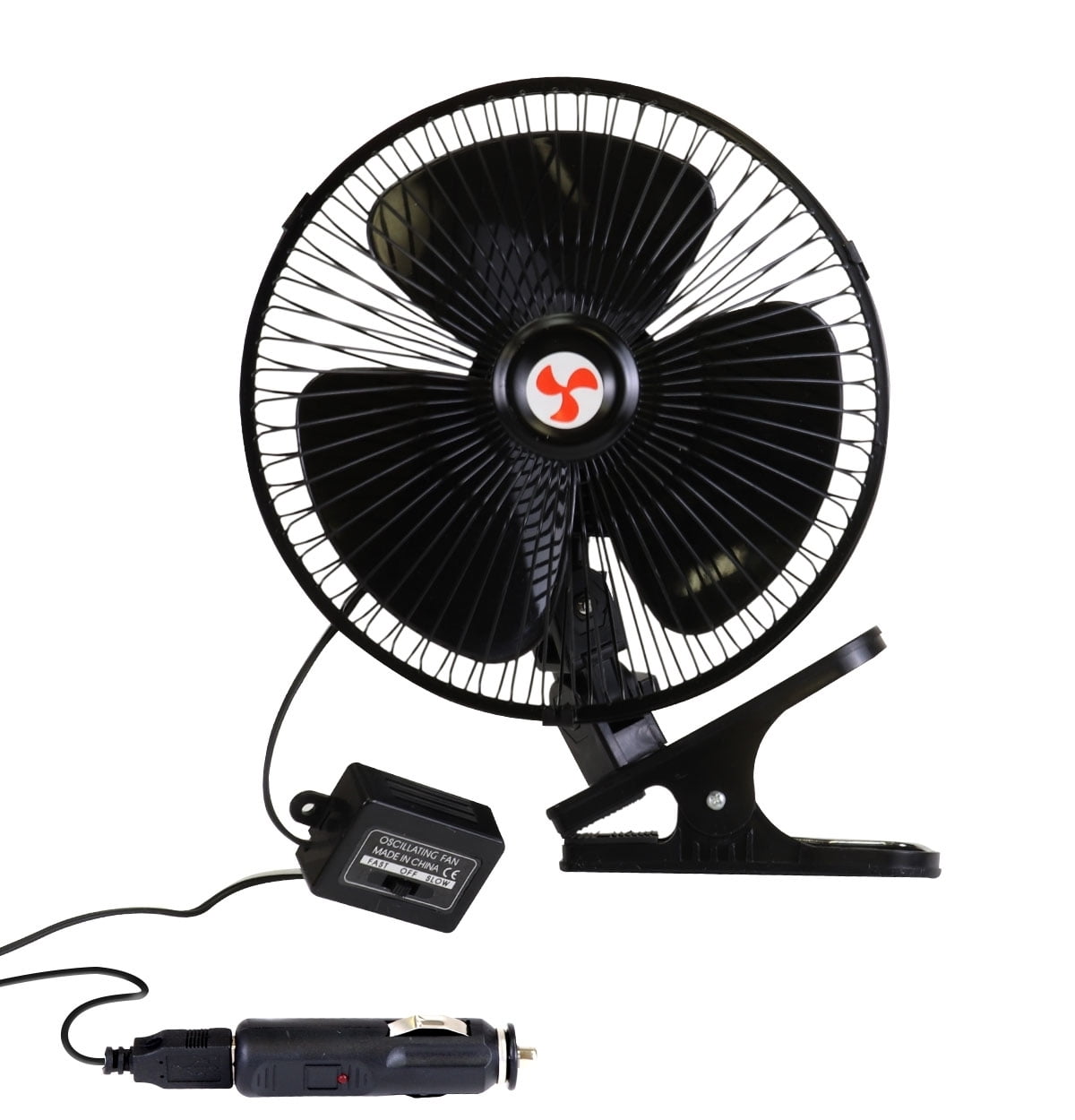 Koolatron 12V Oscillating Fan with Adjustable Neck and Non-Slip Clip