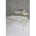 thumbnail image 1 of White Oval Coffee Table Set with 4 PCS,Set With 3 Modern Round Nesting Tables And Coffee Table with Gold 3-Rod Metal Legs,Stacking Side Tables With Gold Side Details,Set of 4 Accent Table,End Tables, 1 of 1