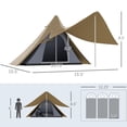 thumbnail image 6 of 15.4'x15.4'x8.5' Teepee Tent, Waterproof Camping Tent with Porch Area, Floor and Carry Bag, for 2-3 Person Outdoor Backpacking Camping Hiking, Coffee, 6 of 8