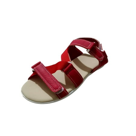 

LnjYIGJ Women s Sandals Women s Shoes Solid Color Soft Buckle Flat Heel Roman Shoes Fashion Sandals