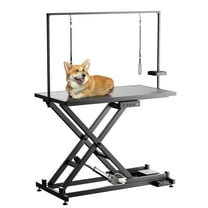Professional Electric Dog Grooming Table - Heavy Duty, Height Adjustable Pet Grooming Table w/Leveling Wheels, Dog Grooming Arm, Anti Slip Tabletop & Tool Organizer/Dog Grooming Station (50", BLACK)