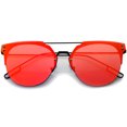 thumbnail image 1 of sunglassLA Unisex Modern Fashion Minimalist Wire Temple Rimless Color Mirror Lens Pantos Metal Sunglasses (Black / Red Mirror) - 58mm, 1 of 4