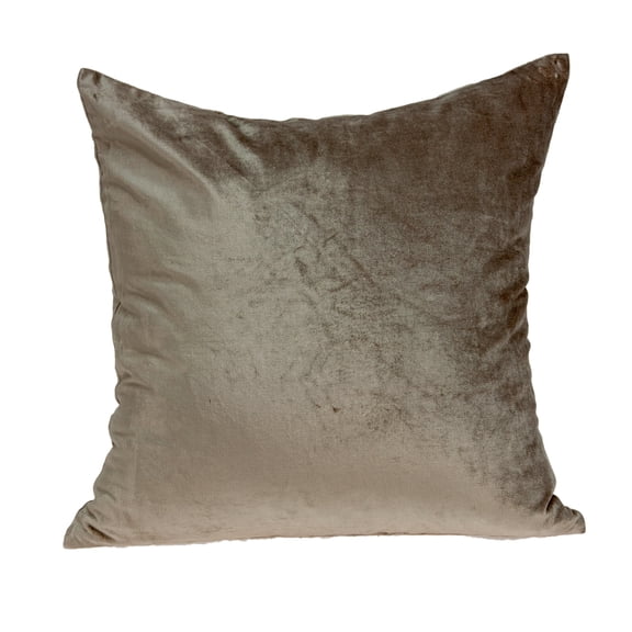Nassau Collection 18" Solid Taupe Handloomed Cotton Velvet Square Throw Pillow