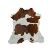 Genuine Calfskin Brown and White Calf Hide Cow Skin Cowhide Rug Leather Area Rug 3 x 3 ft.