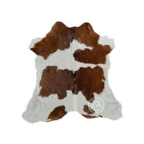 Genuine Calfskin Brown and White Calf Hide Cow Skin Cowhide Rug Leather Area Rug 3 x 3 ft.