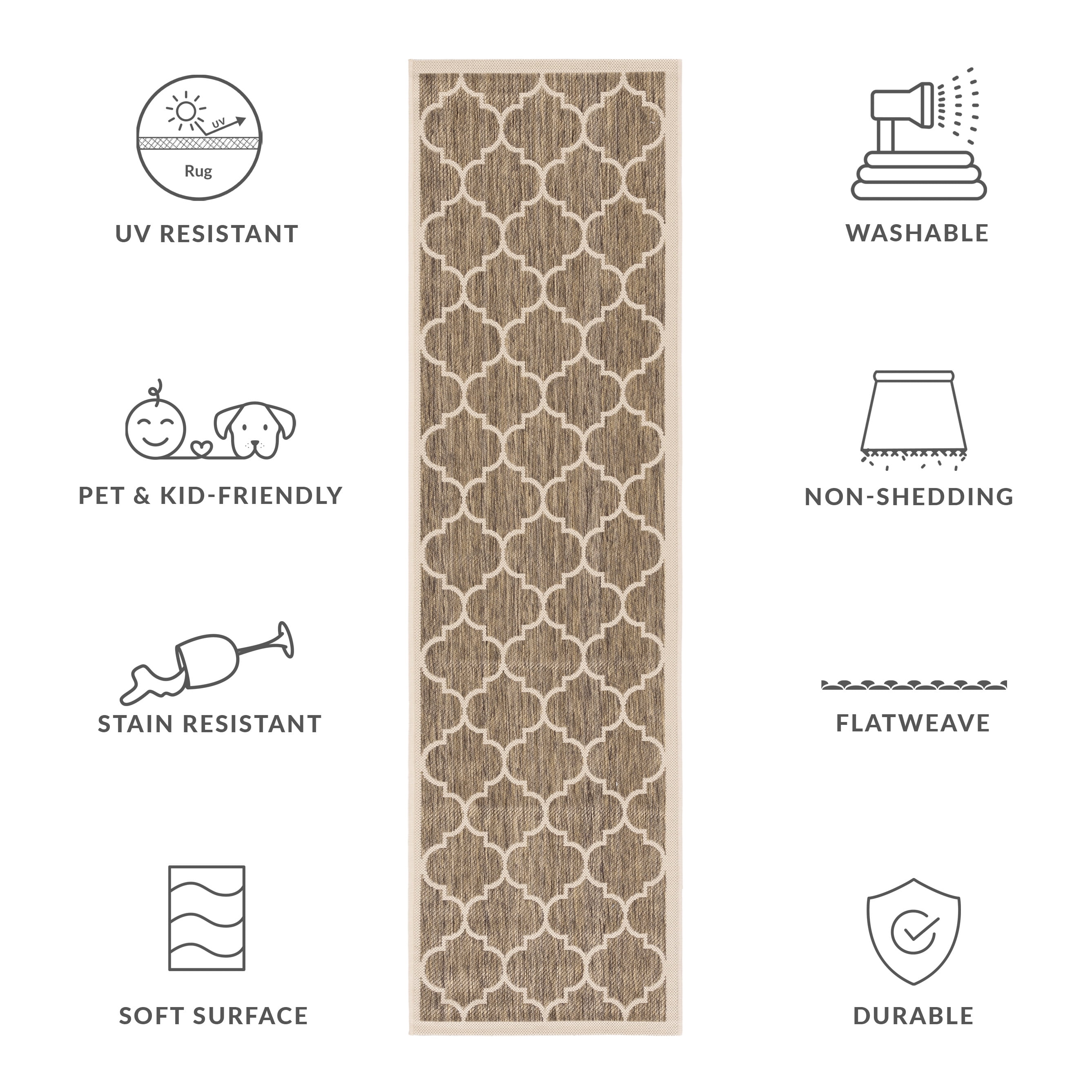 Safavieh Courtyard Alyssa Geometric Indoor/Outdoor Runner Rug, Brown/Bone, 2'3" x 8'