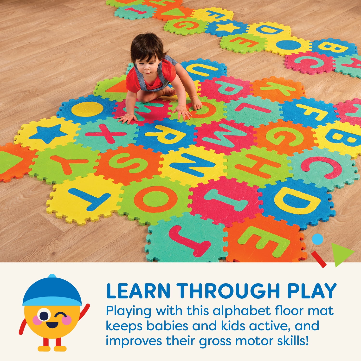 Battat Honeycomb ABCs Foam Play Mat with 30 Alphabet Tiles, Baby and Toddler Toys