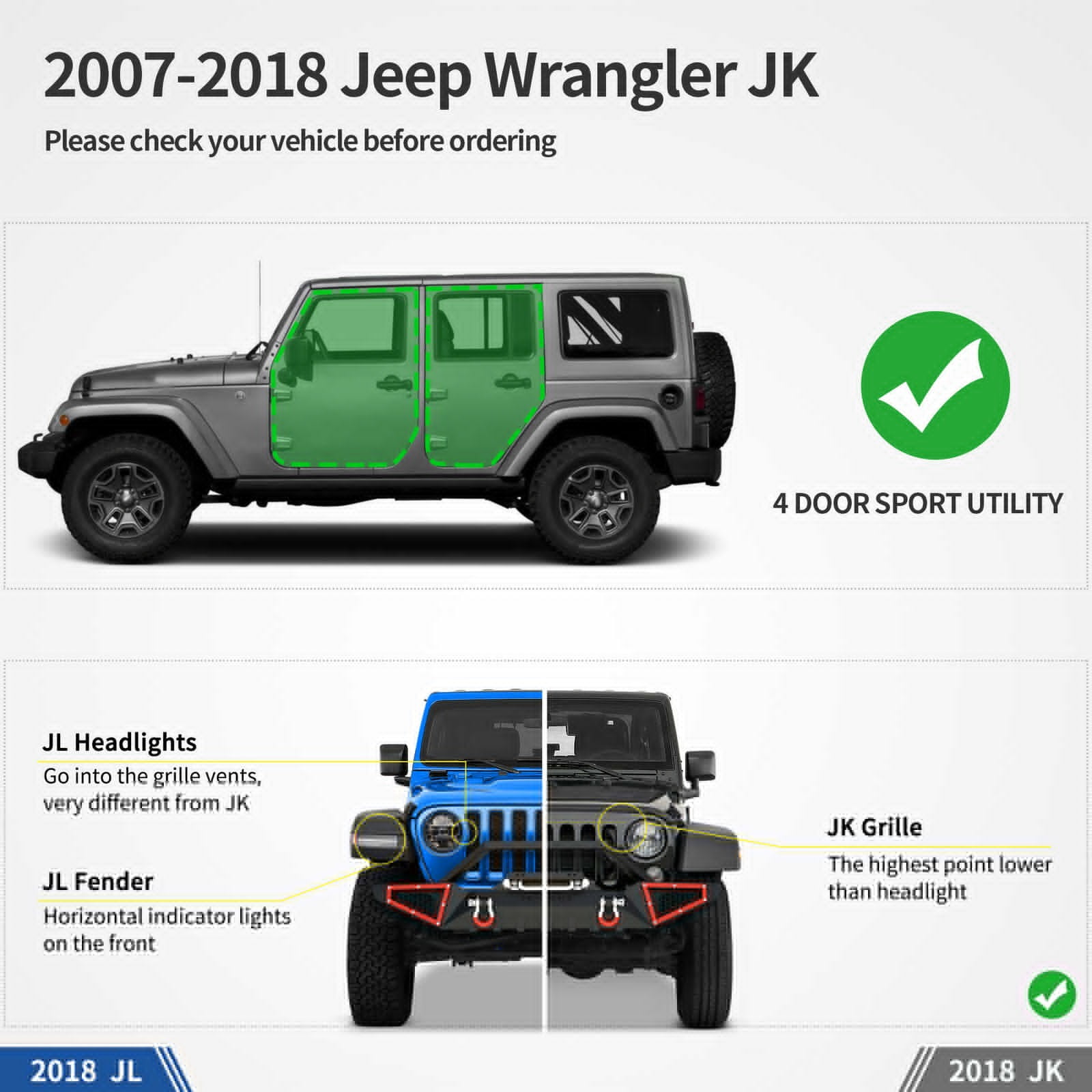 RVNI 6" Armor Running Boards for 2007-2018 Jeep Wrangler JK 4 Door Side Step Plates Nerf Bars