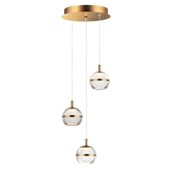 -18W 3 Led Pendant-11.75 Inches Wide By 5.5 Inches High-Natural Aged Brass Finish Et2 Lighting E24593-93Nab