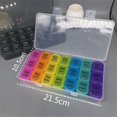 thumbnail image 3 of Caja de medicamentos grande de 21 rejillas, 28 rejillas y 7 colores, para una semana, para la mañana, el mediodía y la noche, almacenamiento portátil Caja de salud, 3 of 6