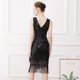 thumbnail image 5 of Vestido de mujer de moda de cintura alta con borlas y lentejuelas que adelgaza el vestido sexy con cuello en V para fiesta de cumpleaños, 5 of 5