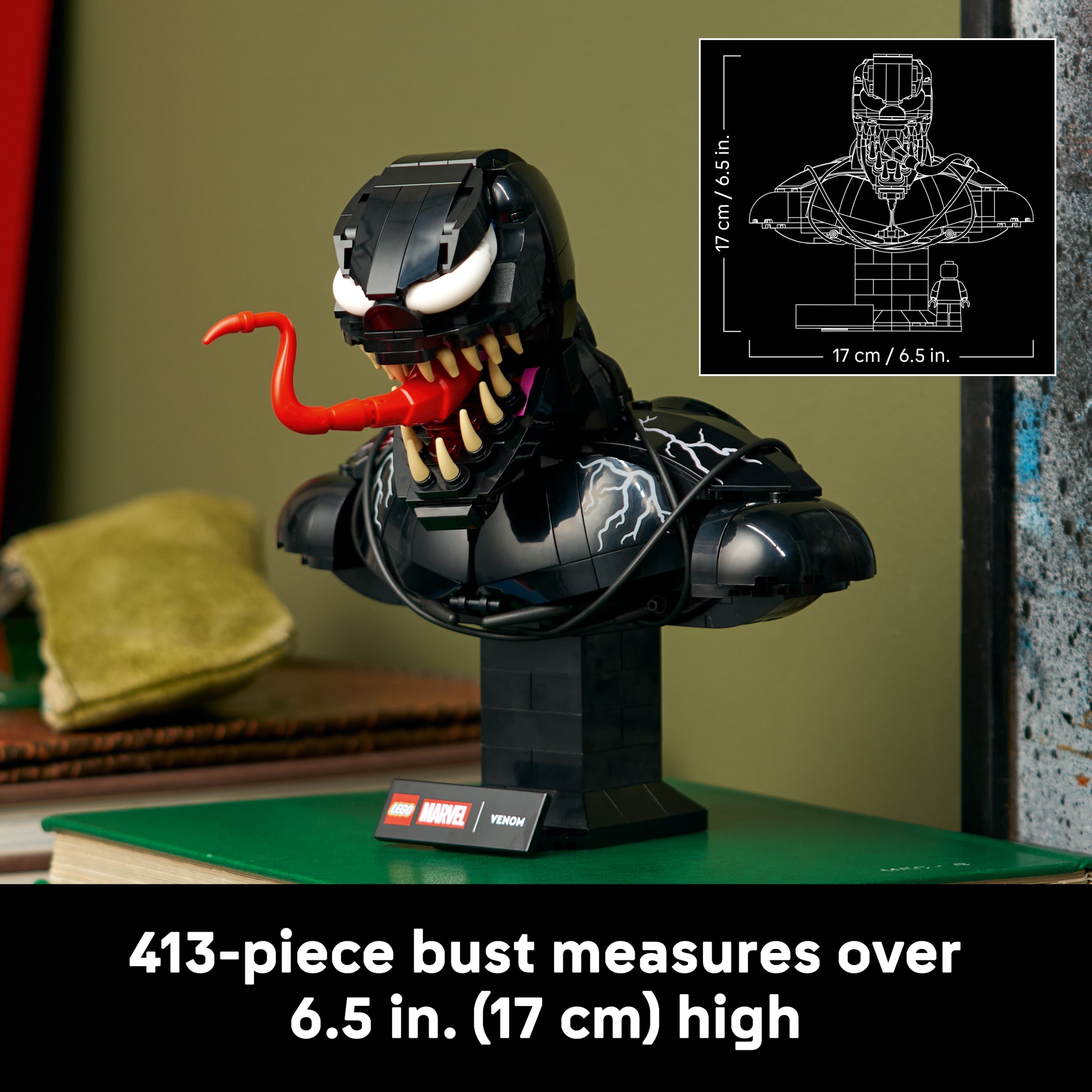 LEGO Marvel Busto de Venom - Set de Construcción Coleccionable para Adultos, Mayores de 18 Años - Decoración para Oficina en Casa, Escritorio o Estante - Con Minifigura de Venom - Regalo para Hombres y Mujeres - 76356 8