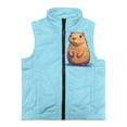 thumbnail image 4 of chaqlin Capybara Vest for Girls 2-3 Cute Sleeveless Stand Collar Jacket Kids Full Zipper Vest Coat with Pockets Fall Winter Outfits, 4 of 6