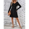 thumbnail image 4 of Vestidos de noche para mujer Vestido midi con botones decorativos, manga larga y escote en V, 4 of 8