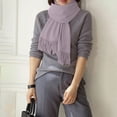thumbnail image 2 of Scarf for Women Scarves Autumn And Winter With A Versatile Like Feel Tassels Style Warm Suitable As Neck Warmer Light Violet Shawl, 2 of 4