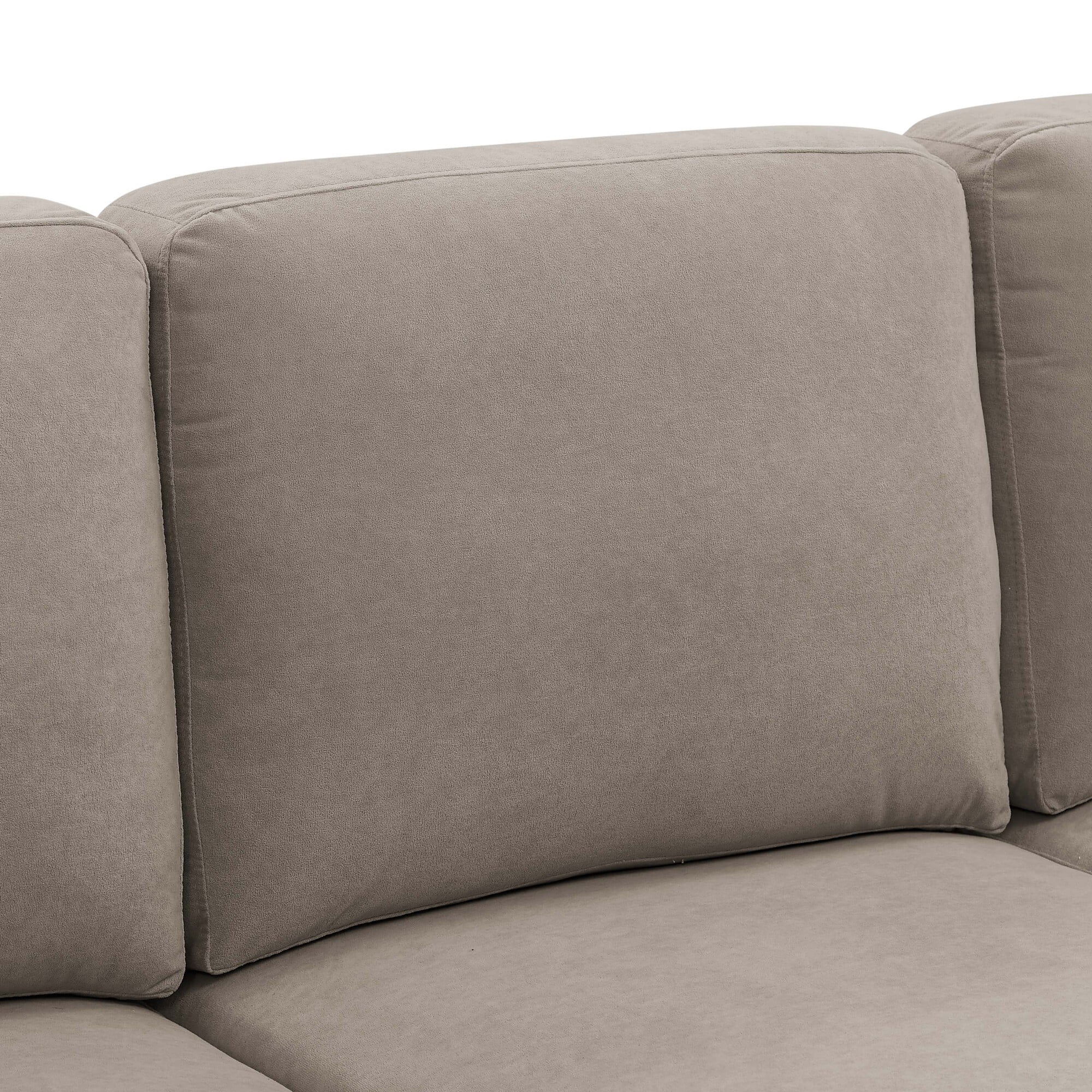 DEALTOPS 106" U-Shaped Sectional Sofa with Double Chaise, Polyester 4-Seater Modular Couch for Living Room, khaki