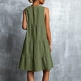 thumbnail image 4 of QLEICOM Summer Dress, Plus Size Casual Dresses, Women Holiday Solid Round Neck Sleeveless Party Beach Loose Dress, Beach Dress Sun Dresses Army Green XL, 4 of 6