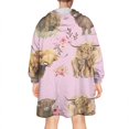 thumbnail image 2 of Pink Highland Cow Flower Pattern Wearable Oversized Blanket,Wearable Blanket Hoodie for Adults,Cozy Hooded Blankets with Super Pockets,Super Warm Fuzzy Pullover for Women & Men, 2 of 6
