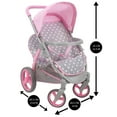 thumbnail image 3 of Cotton Candy Pink Twin Tandem Doll Stroller in Grey Polka Dots, Fits 2 Dolls Up to 18", 3 of 6