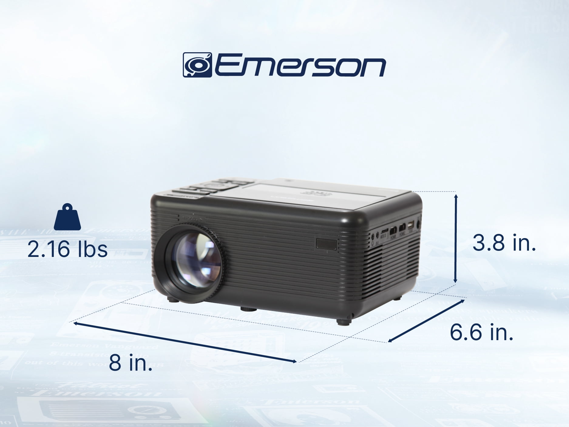 Emerson EVP-2500 150-inch Home Theater LCD Projector with 720p and DVD Player, Black