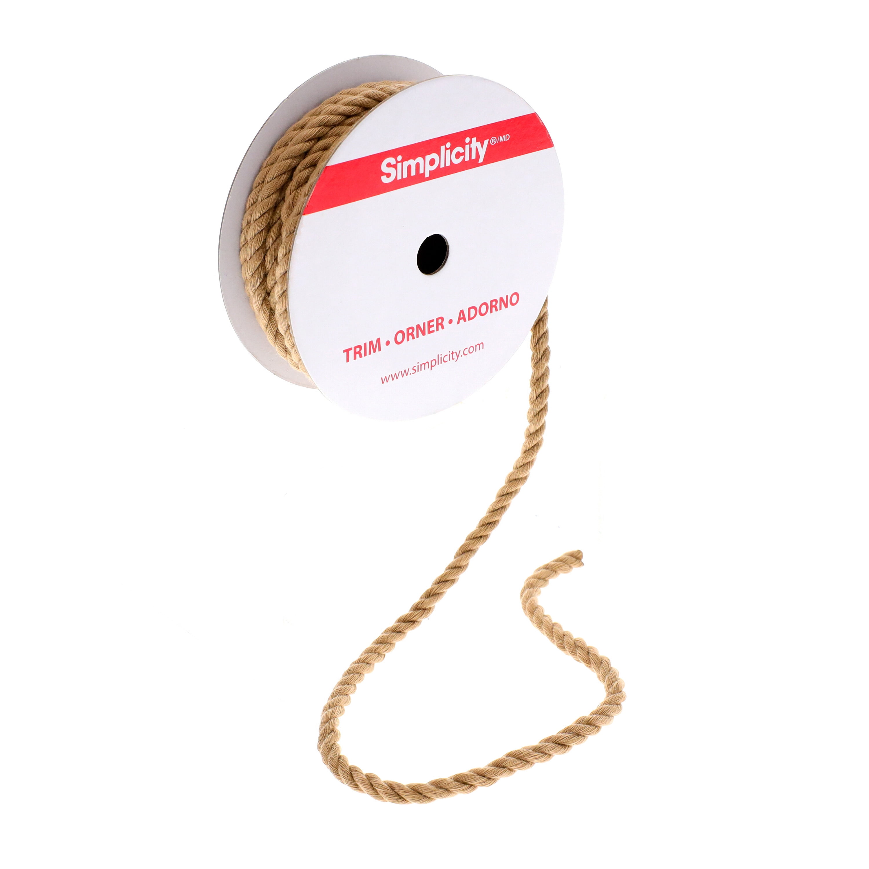 Simplicity Trim, Tan 1/4 inch X 3 Yards, 3 Ply Twisted Cord Trim
