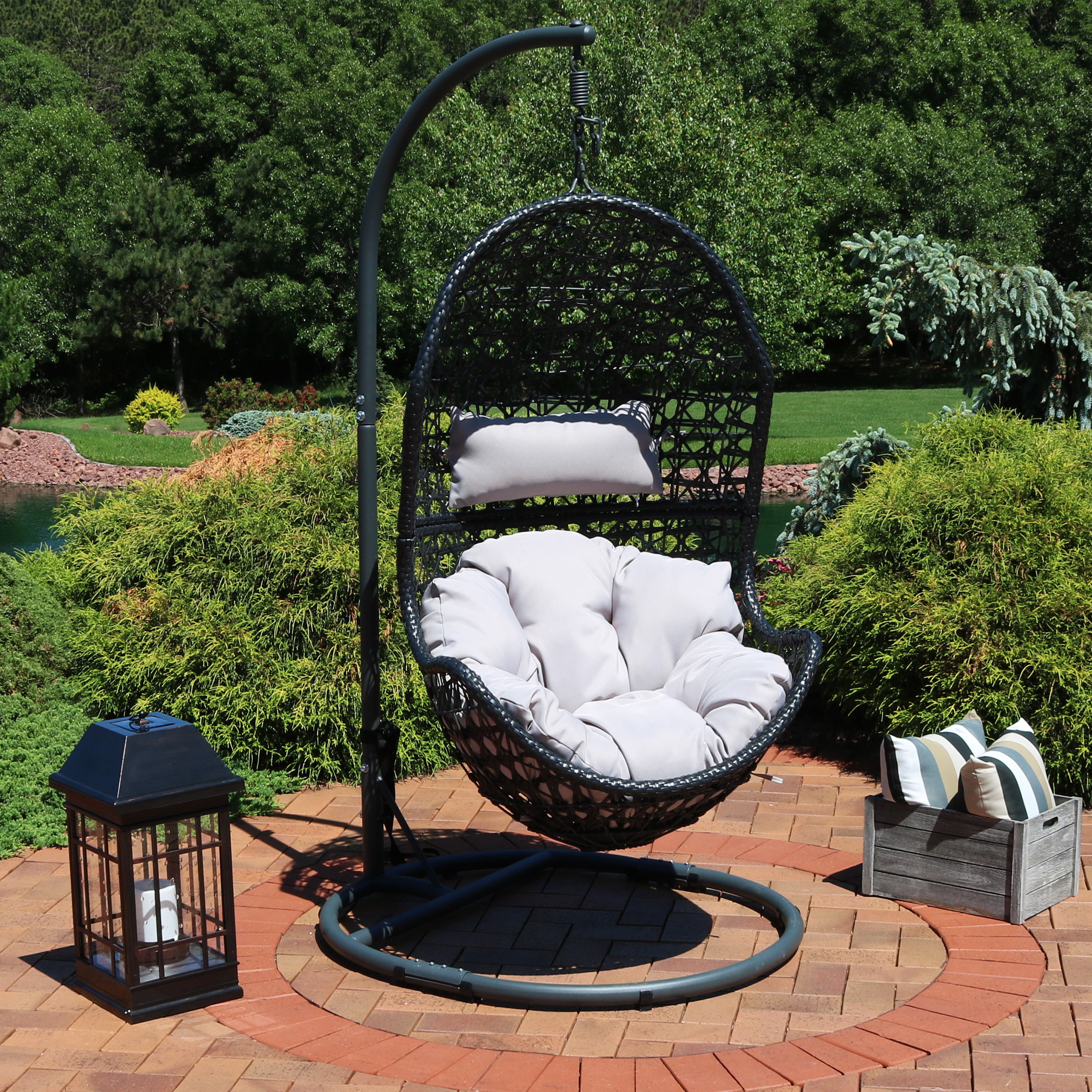 Sunnydaze Cordelia Hanging Egg Chair with Steel Stand Set