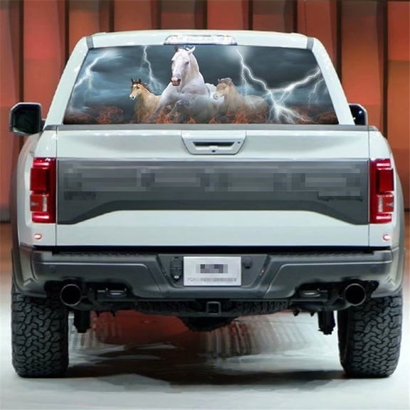 Zyutaosan Universal 53"*14" Rear Window White Horse Galloping Graphic Tint Decal Sticker For Truck Jeep Suv