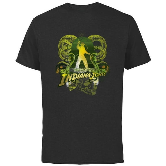 Lucasfilm Indiana Jones Snakes and Skulls Adventure Vintage - Short Sleeve Cotton T-Shirt for Adults - Customized-Black