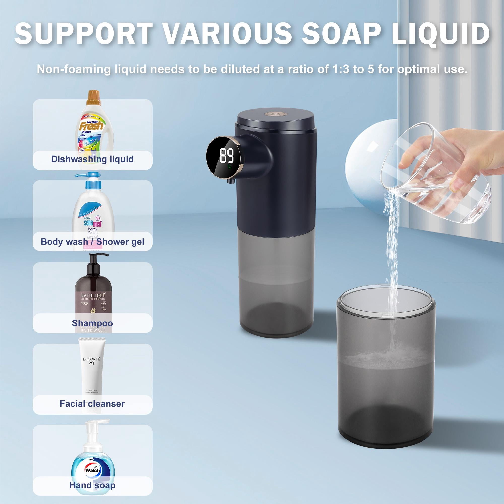 LUXMO Automatic Liquid Soap Dispenser, 3 Levels Adjustable Soap Dispenser Bathroom, 10.1OZ/300ml Automatic Soap Dispenser Touchless, USB Rechargeable Touchless Soap Dispenser for Bathroom, Kitchen