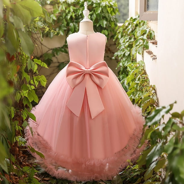 Vestido Para Ninas Ropa Para Ninas Pequenas Vestido Para Ninos Pequenos Hilo De Red Lazo Fiesta De Cumpleanos Vestido De Flores Vestidos Para Ninos Rosa Odeerbi LM103 3459 Bodega Aurrera en linea