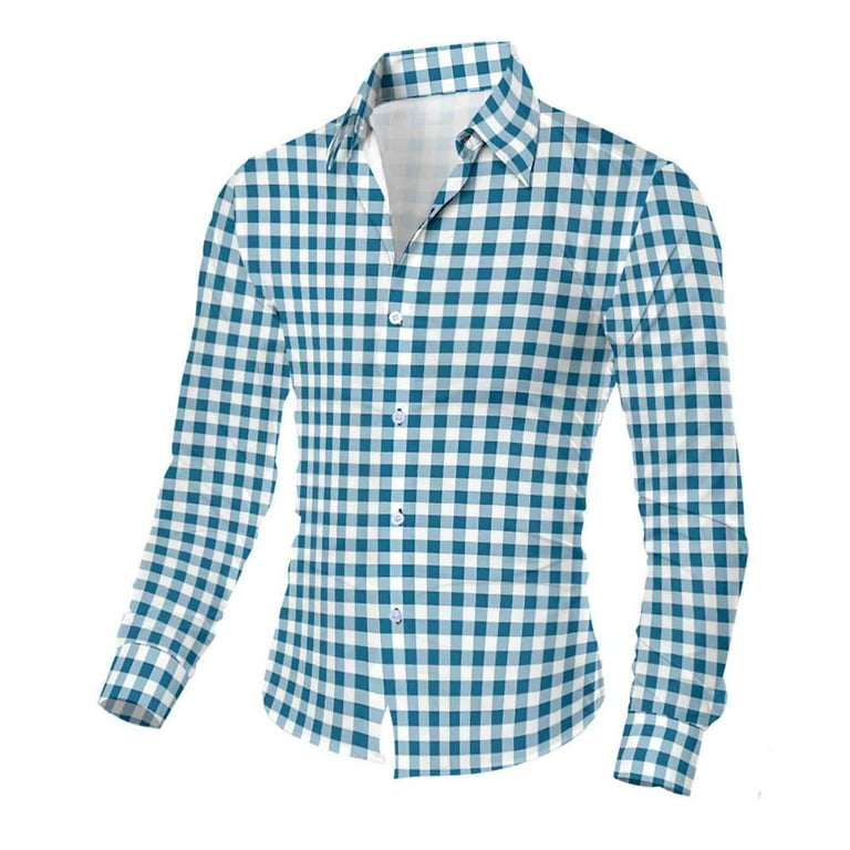 Cromoncent Men's Buffalo White Teal Plaid Flannel Shirt - Casual Button Down, Small 11 thumbnail image