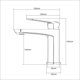 thumbnail image 2 of Grifo de baño, grifo de lavabo alto negro, grifo mezclador con cartucho de cerámica Ormromra XDJZ-90-10, 2 of 7