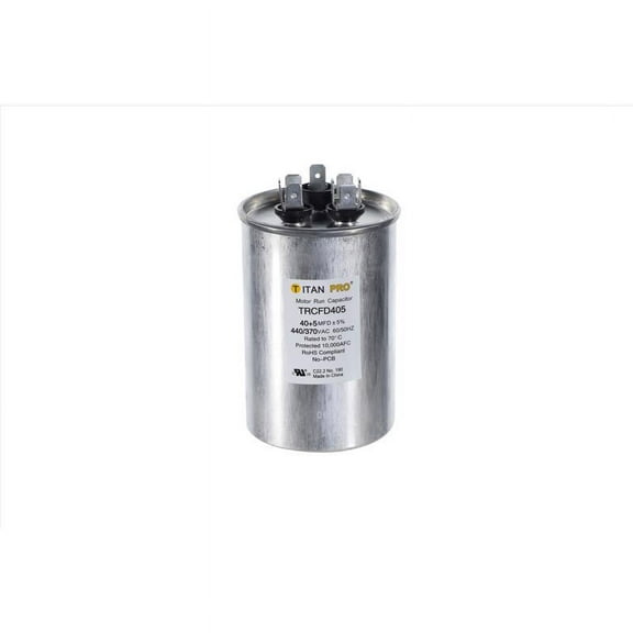 TitanPro TRCFD405 HVAC Round Dual Motor Run Capacitor. 40/5 MFD/UF 440/370 Volts